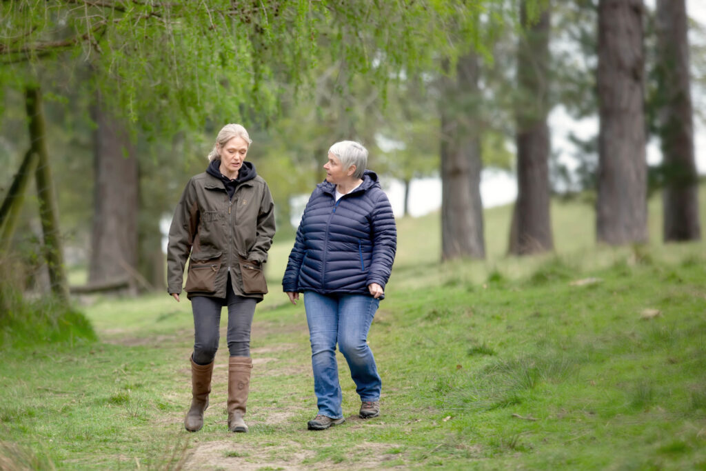 Eileen Fisher walking therapy session outdoors in Manchester